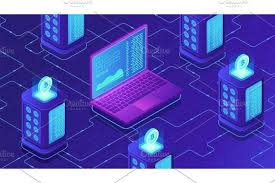 Isometric Mining Farm Concept Cryptocurrency Isometric Mining Pool