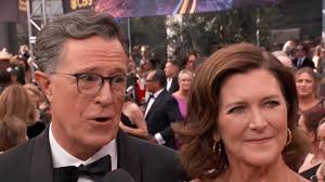 After Stephen Colbert's Post-Cancellation Late Show Emmy Win, His Wife's  Red Carpet Praise Is Even More Meaningful