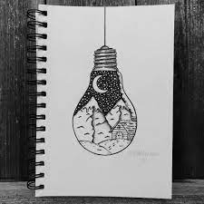 The background should be more realistic but this is not that easy. Alice Fangs On Instagram Here S A Lil World Inside Of A Lightbulb Bc I Apparently I Love To Draw Lightbulbs Light Bulb Art Globe Drawing Light Bulb Drawing