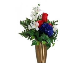 Silk Flower Arrangement Of Roses Carnations Bell Flowers Ivy And Ferns Suitable For Cry Fresh Flowers Arrangements Silk Flower Arrangements Grave Flowers