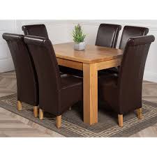Select from round, oval, rectangular, and extension dining tables; Dakota Small Oak Dining Table With 6 Montana Brown Leather Chairs Oak Furniture King