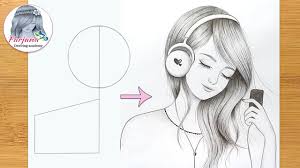How To Draw A Beautiful Girl With Headphones Pencil Sketch Easy Girl Drawing Art Tutorial What if your phone stays stuck in headphone mode? girl drawing art tutorial