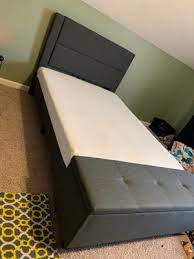 This black metal platform bed is a modern bed frame that pairs perfectly with a variety of home interiors. Zinus Wanda 48 Upholstered Platform Bed Frame With Storage Bench Queen Walmart Com Walmart Com