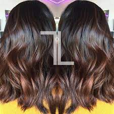 L I N D A Gave Her A Warm Rose Gold Balayage For The Fall Season Love How It Compliments Her Nat Balayage Hair Rose Hair Styles Chocolate Brunette Hair Color