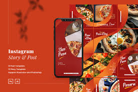 Free retractable tabletop menu mockup psd. Pizza Instagram Puzzle Ads Template In Social Media Templates On Yellow Images Creative Store