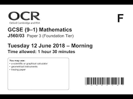Gcse Ocr 9 1 Maths Foundation June 2018 Paper 3 Youtube
