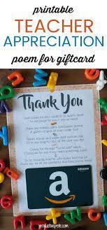 Teacher Appreciation Card Printable To Use With A Gift Card Teacher Appreciation Gift Card Printable Teacher Appreciation Poems Teacher Appreciation Gift Card
