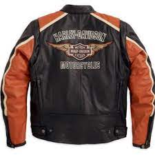 Harley Davidson Mens Orange Stripe Classic Leather Jacket Harley Jacket Classic Leather Jacket Leather Jacket
