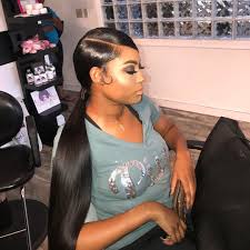Ponytail with natural curly hair. Low Sleek Ponytail With Side Part Novocom Top