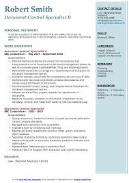 Collect and maintain all documents to arrange an organised filling system. Document Control Specialist Resume Samples Qwikresume