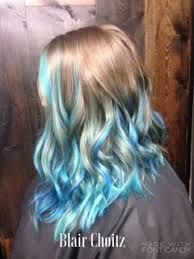 Blue ombre hair color is what we are talking about. Blue Hair Lob Medium Hair Mermaid Hair Blue Blonde Vivid Hair Creative Color Loose Waves Ombre Hair Blonde Medium Hair Styles Blue Hair