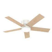 Hunter Vicinity 52 In Fresh White Led Indoor Flush Mount Ceiling Fan With Light Kit And Remote 5 Blade Lowes Com In 2020 Flush Mount Ceiling Fan Ceiling Fan Flush Ceiling Fans