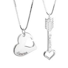 The best part is you get to design your own jewelry! Heart And Arrow Interlocking Cute His Hers Couples Necklaces