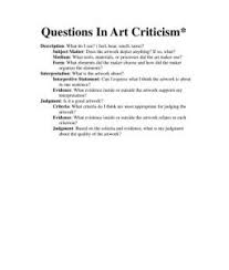 Questions In Art Criticism Art Criticism Art Critique Art Classroom Management