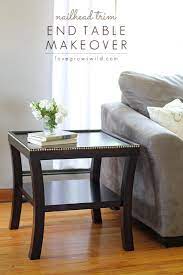 With aged finishes and nailhead accents throughout, it's sure to give an industrial look to any room. Nailhead Trim End Table Makeover Love Grows Wild