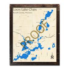 Loon Lake Chain Of Lakes Wi Wood Map 3d Nautical Wood Charts