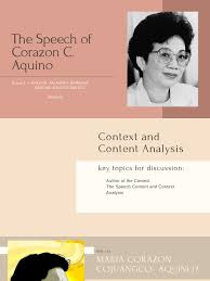 Infer cory aquino was devastated and sad about the situation of the country; The Speech Of Corazon C Aquino Corazon Aquino