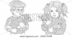 Coloring page of a fox in black & white. Zentangle Art Vector Photo Free Trial Bigstock