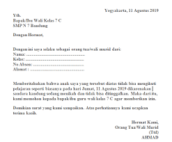Contoh surat izin tidak masuk sekolah karena keperluan keluarga. Contoh Surat Izin Tidak Masuk Sekolah Karena Ada Acara Pernikahan Fahmifebi