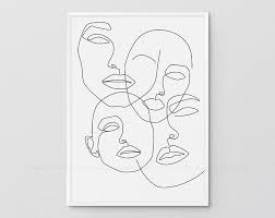 Printable Couple Profile Contours One Line Drawing Print Black And White Artwork Fine Minimal Love Poster Original Minimalist Face Art Art Art Drawings Painting