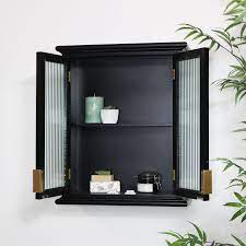Your bathroom walls might be interesting, but are they efficient? Black Reeded Glass Wall Cabinet
