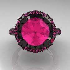 Black And Pink Diamond Ring Black And Pink Wedding Rings Etsy Pink Wedding Rings Pink Sapphire Engagement Pink Sapphire Ring Engagement