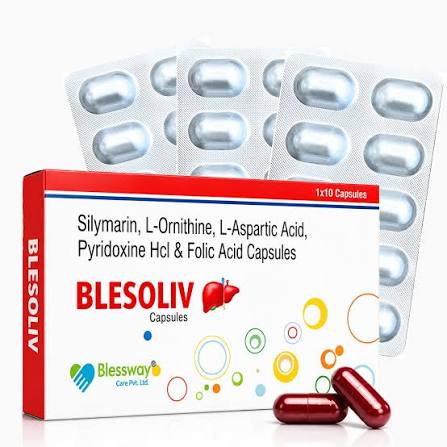 BLESOLIV Liver Wellness Capsules | Silymarin 140 mg, L-Ornithine 100 mg, L-Aspartic Acid 100 mg, Pyridoxine HCl & Folic Acid | Daily Nutritional Supplement | : Amazon.in: Health & Personal Care