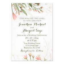 Simple Pink Watercolor Flower Garden Christian Invitation Zazzle Com Christian Wedding Invitations Pink Watercolor Flower Flower Invitation