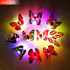 2pcs Lot Butterfly Night Light Wall Stickers With Retail Box Rgb Led Lamp Home Living Kid Room Fridage Bedroom Random Color Tr Night Light Wall Sticker Butterfly Night Lightnight Light Wall Aliexpress