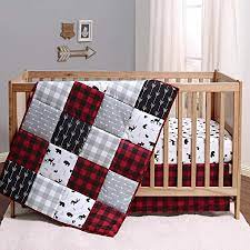 These sets include the basic bedding pieces, but add extra decor items in matching colors. Amazon Com The Peanutshell Buffalo Plaid Crib Bedding Set For Boys Or Girls Red Black And Grey 3 Pieces Crib Quilt Fitted Sheet Crib Skirt Kitchen Dining