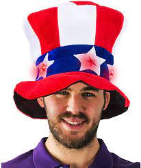 Amazon Com Funny Party Hats Light Up Uncle Sam Hat Patriotic Hat Fourth Of July Hats Independence Day Ameri In 2021 Patriotic Hats Blue Party Holiday Dress Up