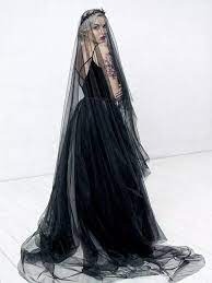 21 Beautiful Black Wedding Dresses That Will Strike Your Fancy Fashionplace Info Black Wedding Veil Gothic Wedding Dress Goth Bride
