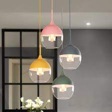 1 Light Teardrop Pendant Lighting Modern Chic Glass Shade Hanging Lamp In Blue Green Yellow Pink For Kids Modern Pendant Light Hanging Lamp Shade Pink Pendant Light
