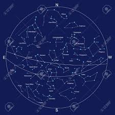 Sky Map And Constellations With Titles Vector