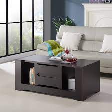 Coffee table with storage drawers in vintage mahogany. Furniture Of America Halin Modern Espresso 2 Drawer Coffee Table