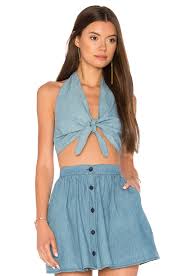 Motel Meso Halter Tank Chambray Women Motel Swimwear Size