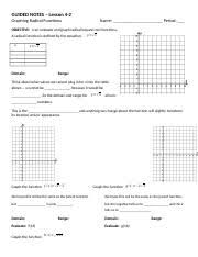 There is also another tutorial on graphing square root functions in this site. 4 2 Guided Notes Graphing Radical Functions Docx Guided Notes Lesson 4 2 Graphing Radical Functions Name Period Objective I Can Evaluate And Graph Course Hero