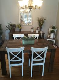 5ft Harvest Table And Chairs In A Jacobean Stain I Like The Solid Dark Table And Light Chairs Stained Table Dining Room Decor Table