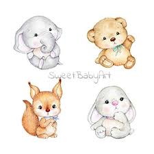 Bear Elephant Bunny Squirrel Nursery Set Animal Nursery Etsy Nursery Animal Prints Baby Animal Drawings Art Wall Kids