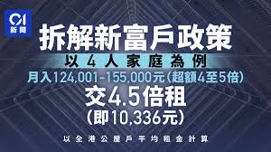 公屋富戶│四人家庭月入$6.2萬至$9.3萬入息超額2倍需交2.5倍租