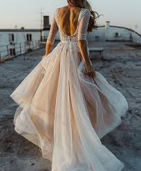 Everything About This Pink Hued Wedding Gown Is Goals The Backless Top And Flowing Dot Polka Dot Wedding Dress Wedding Dresses Champagne Wedding Dress Lace