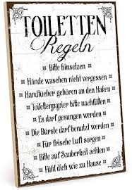 Hier findest du die lustigsten sprüche zum thema toilette. Typestoff Holzschild Mit Spruch Toiletten Regeln Im Vintage Look Mit Zitat Als Geschenk Und Dekoration Zum Thema Toilette Klo Pipibox M 19 5 X 28 2 Cm Amazon De Kuche Haushalt Wohnen