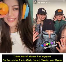 Olivia Marsh shows her support for her sister Dani, Minji, Hanni, Haerin,  and Hyein. Supportive Unnie 🙌☺️🫶 #daniellemarsh #phamhanni #kimminji  #kanghaerin #leehyein #OliviaMarsh