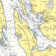 Alaska Funter Bay Auke Bay Mansfield Peninsula Nautical Chart Decor