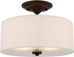 Kira Home Addison 13 2 Light Semi Flush Mount Ceiling Light Fixture With Off White Fa Flush Mount Ceiling Light Fixtures Flush Mount Ceiling Lights Drum Shade