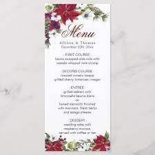 Red Poinsettia Christmas Floral Wedding Menu Card Zazzle Com Wedding Menu Cards Wedding Menu Cards Elegant Menu Cards