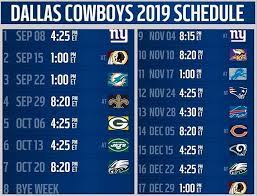 2019 Dallas Cowboys Schedule Dallas Cowboys Schedule Cowboys Schedule Dallas Cowboys Game