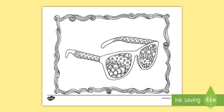 This drawing was made at internet users' disposal on 07 february 2106. Sunglasses Mindfulness Coloring Page