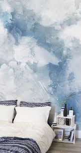 White Blue Watercolor Wallpaper Mural Murals Wallpaper Home Decor Remodel Bedroom Interior Design Bedroom