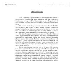 Mid Term Break By Seamus Heaney Review Gcse English Marked By Teachers Com